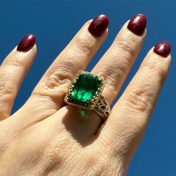 Michael Valitutti Gems En Vogue Czarina Green Quartz Emerald Sterling Ring Sz 9 - Picture 7 of 9